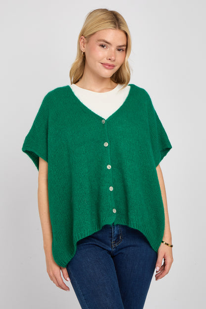 MOHAIR V NECK SLEEVELESS CARDIGAN