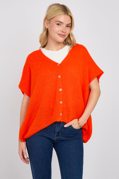 MOHAIR V NECK SLEEVELESS CARDIGAN