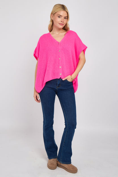 MOHAIR V NECK SLEEVELESS CARDIGAN