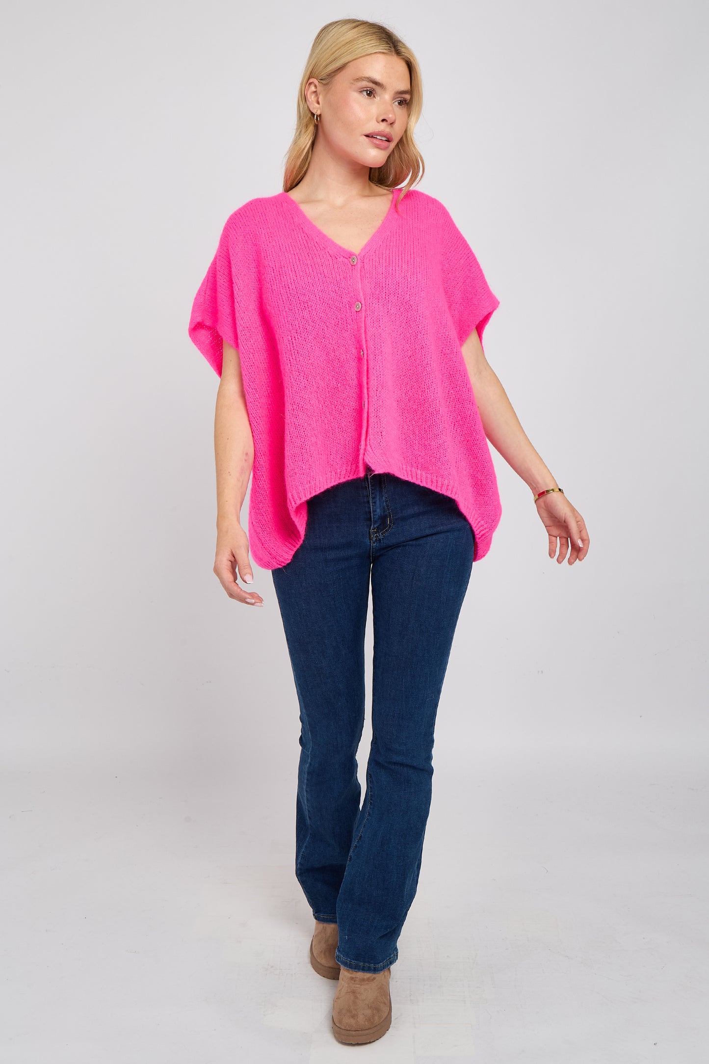 MOHAIR V NECK SLEEVELESS CARDIGAN