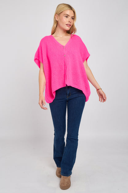 MOHAIR V NECK SLEEVELESS CARDIGAN