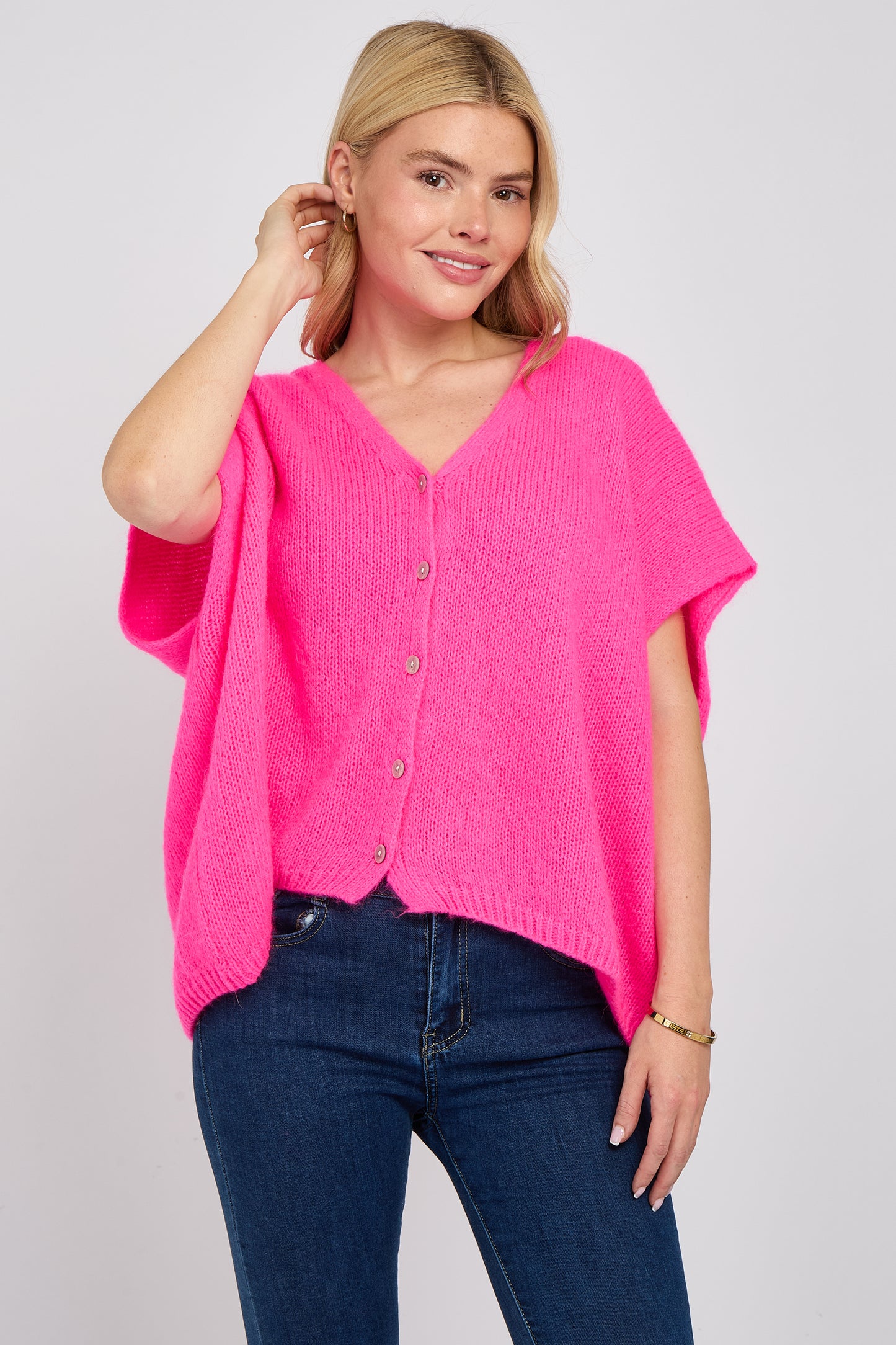 MOHAIR V NECK SLEEVELESS CARDIGAN