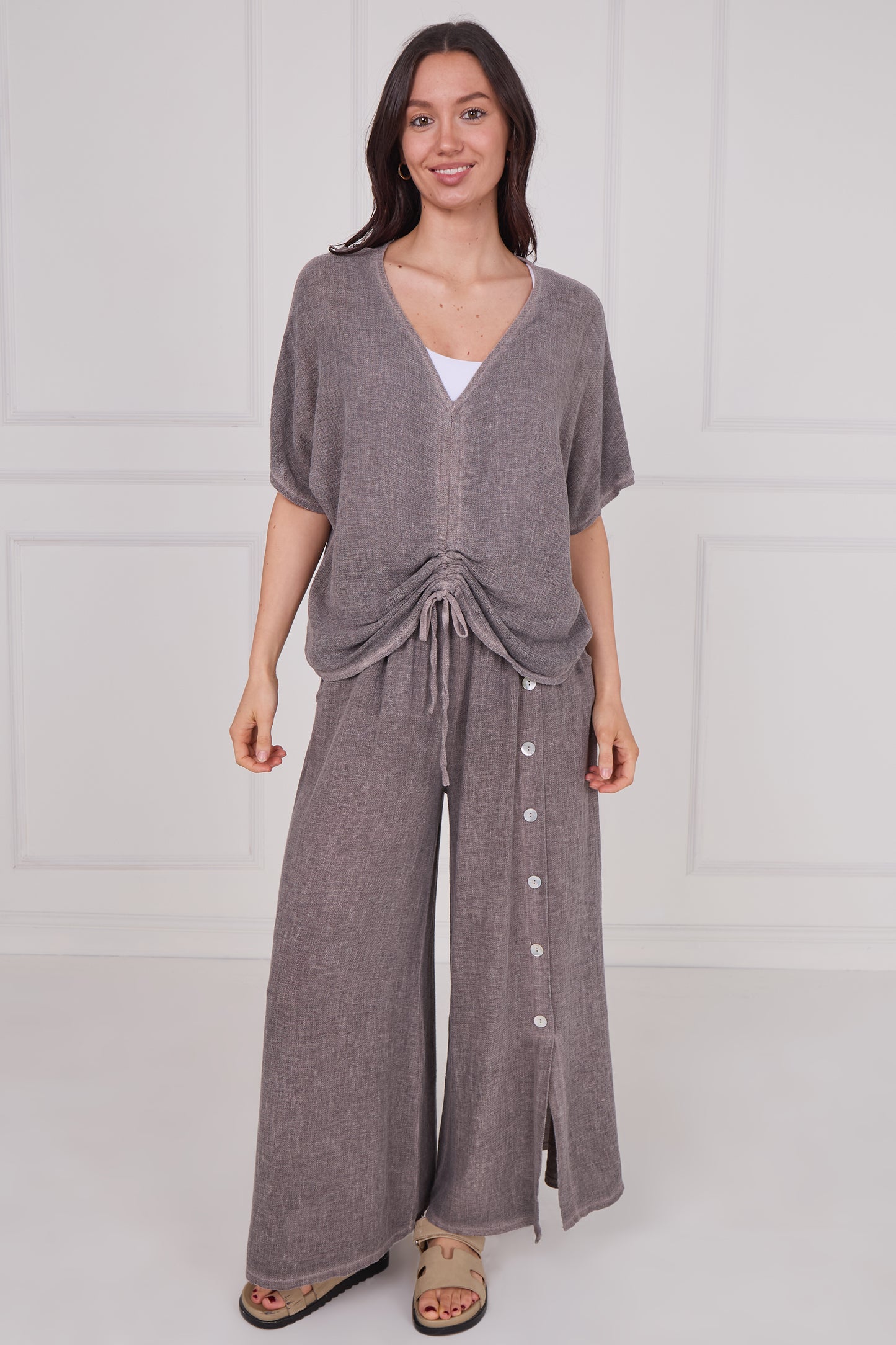 WASHED LINEN DRAWSTRING TOP