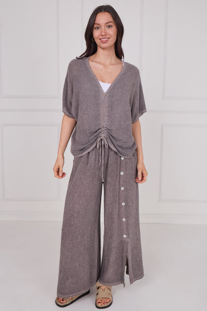 WASHED LINEN DRAWSTRING TOP