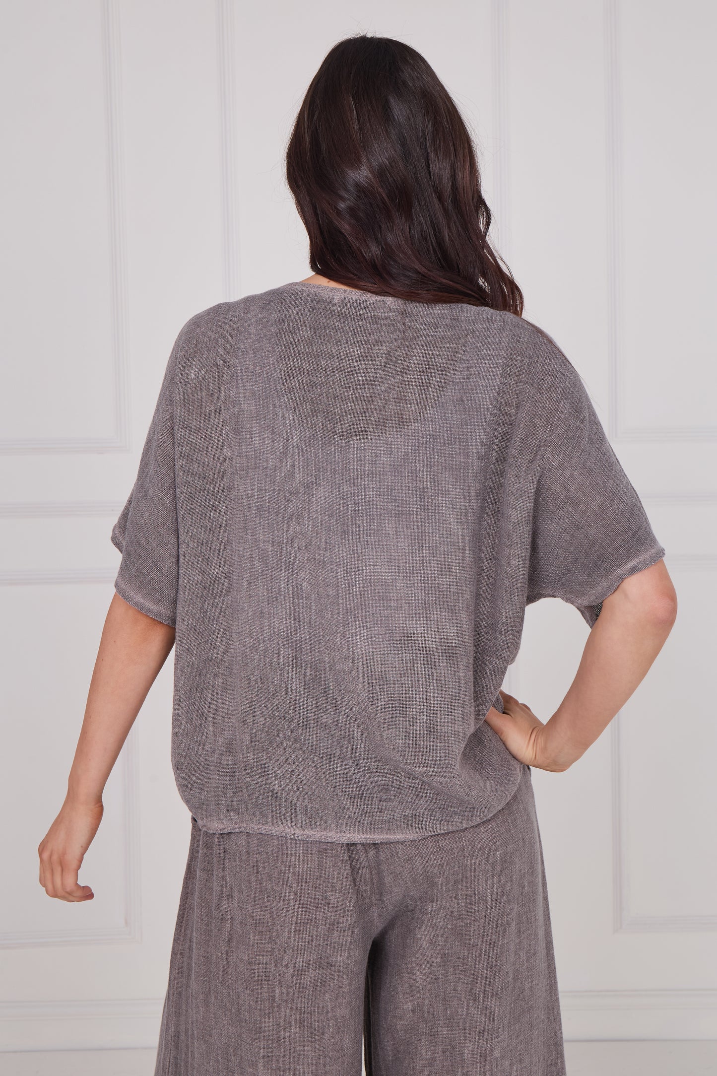 WASHED LINEN DRAWSTRING TOP