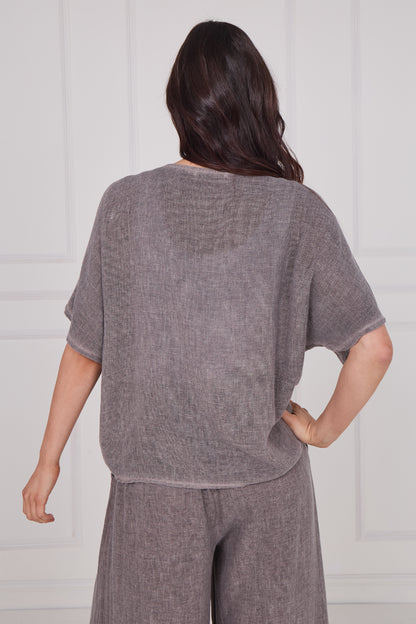 WASHED LINEN DRAWSTRING TOP