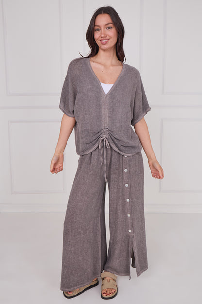 WASHED LINEN DRAWSTRING TOP