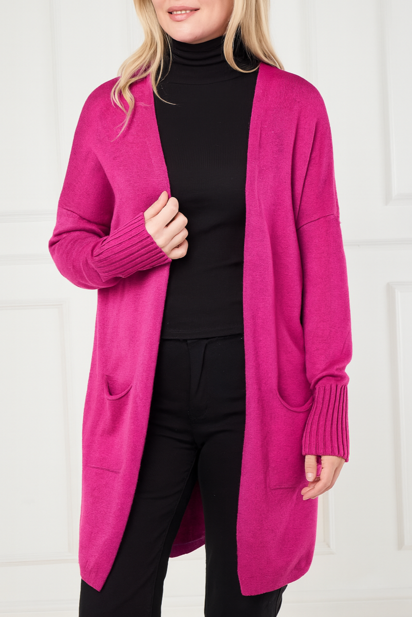 RIBBED TWO POCKET CARDIGAN