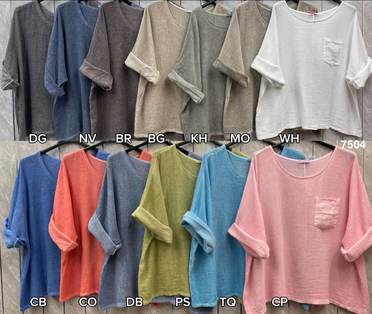 WASHED LINEN ONE POCKET TOP