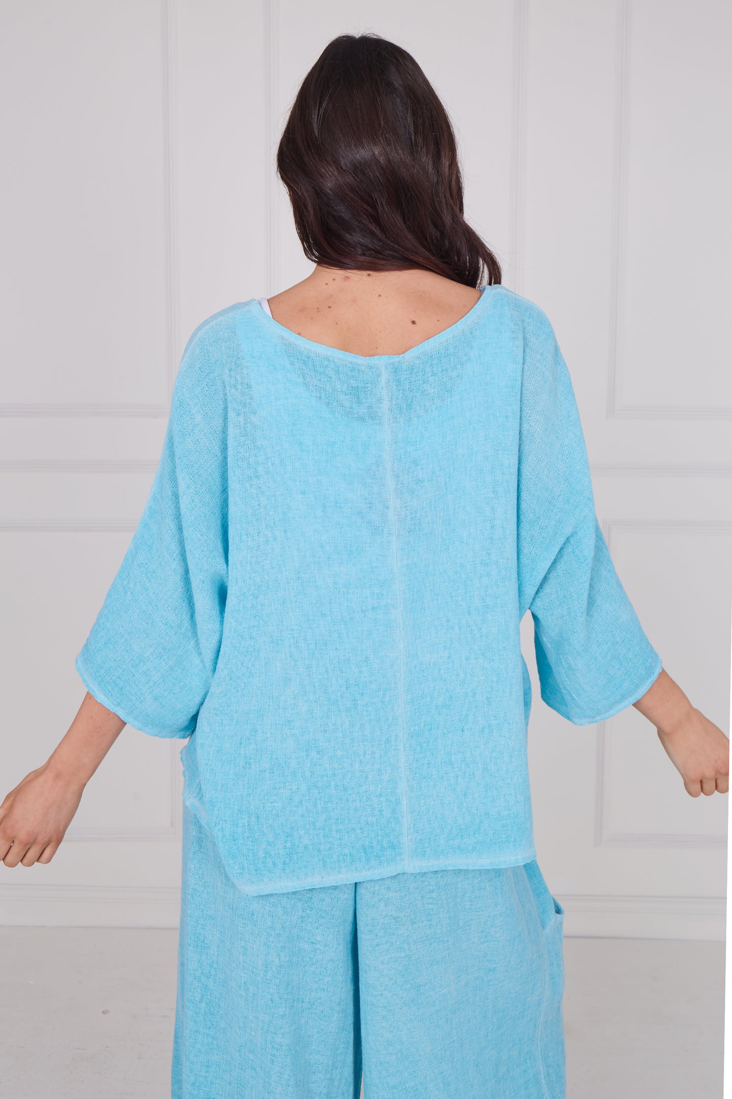 WASHED LINEN ONE POCKET TOP