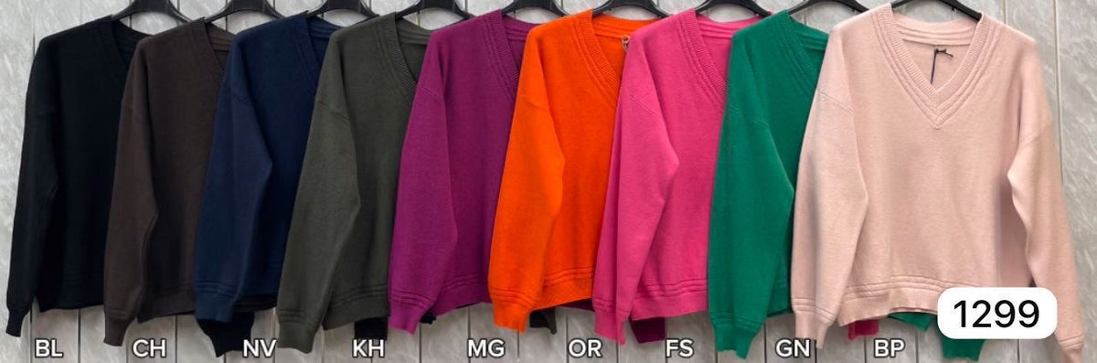 RIBBED DETAIL V-NECK JUMPER