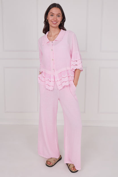 WASHED LINEN ANGLAISE SHIRT