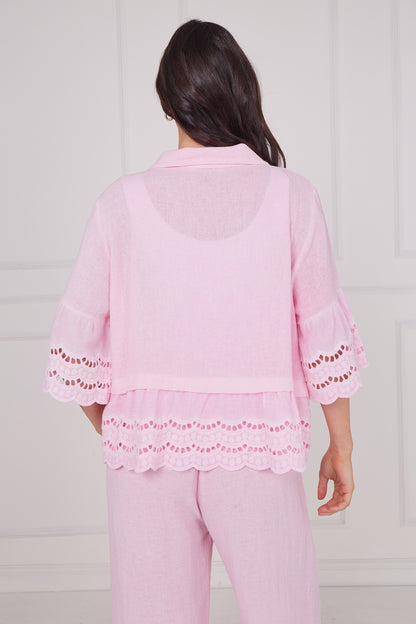 WASHED LINEN ANGLAISE SHIRT