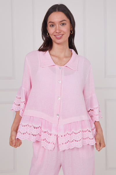 WASHED LINEN ANGLAISE SHIRT