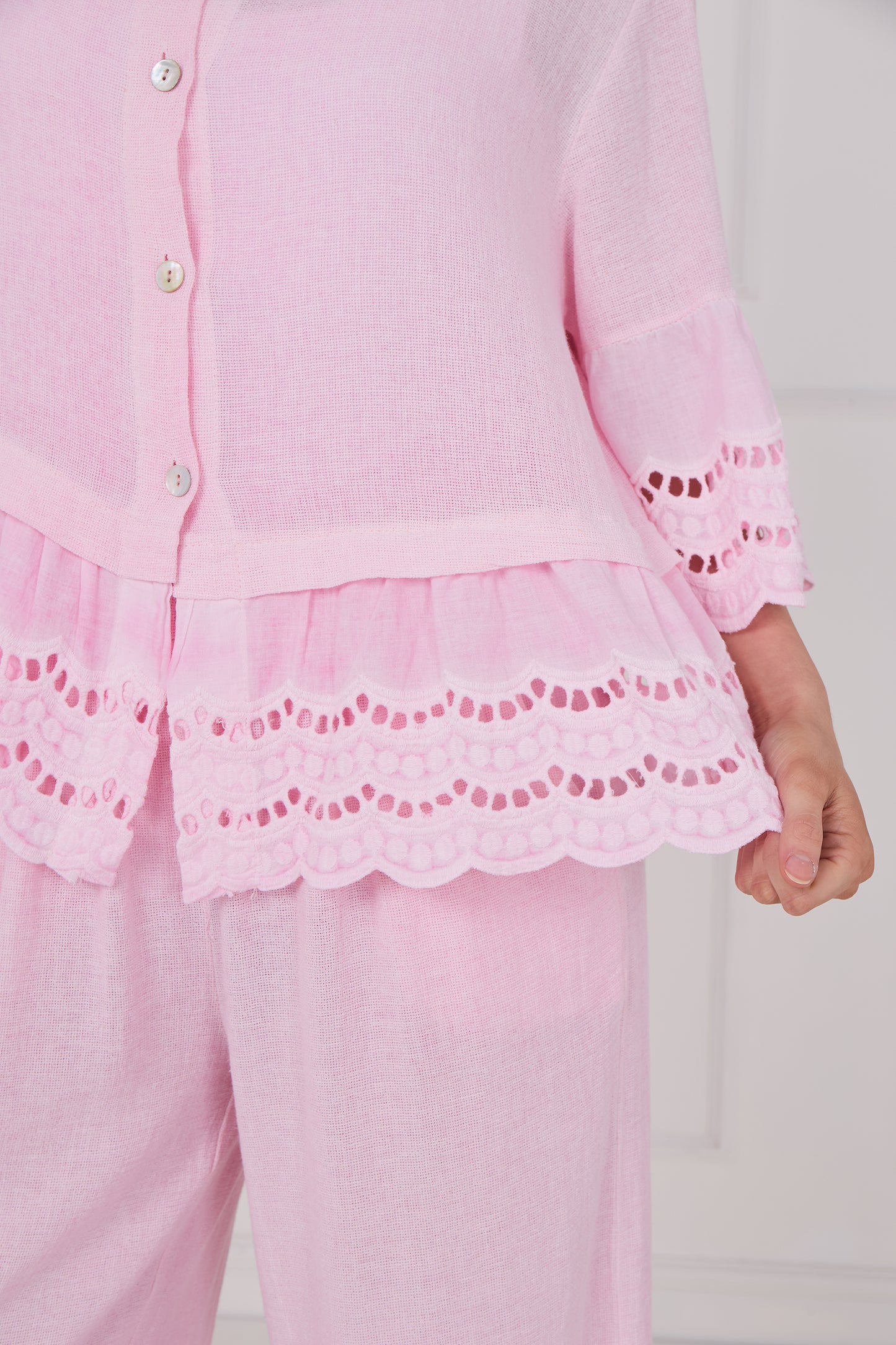 WASHED LINEN ANGLAISE SHIRT