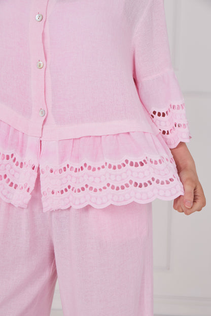 WASHED LINEN ANGLAISE SHIRT