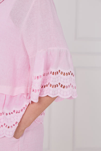 WASHED LINEN ANGLAISE SHIRT