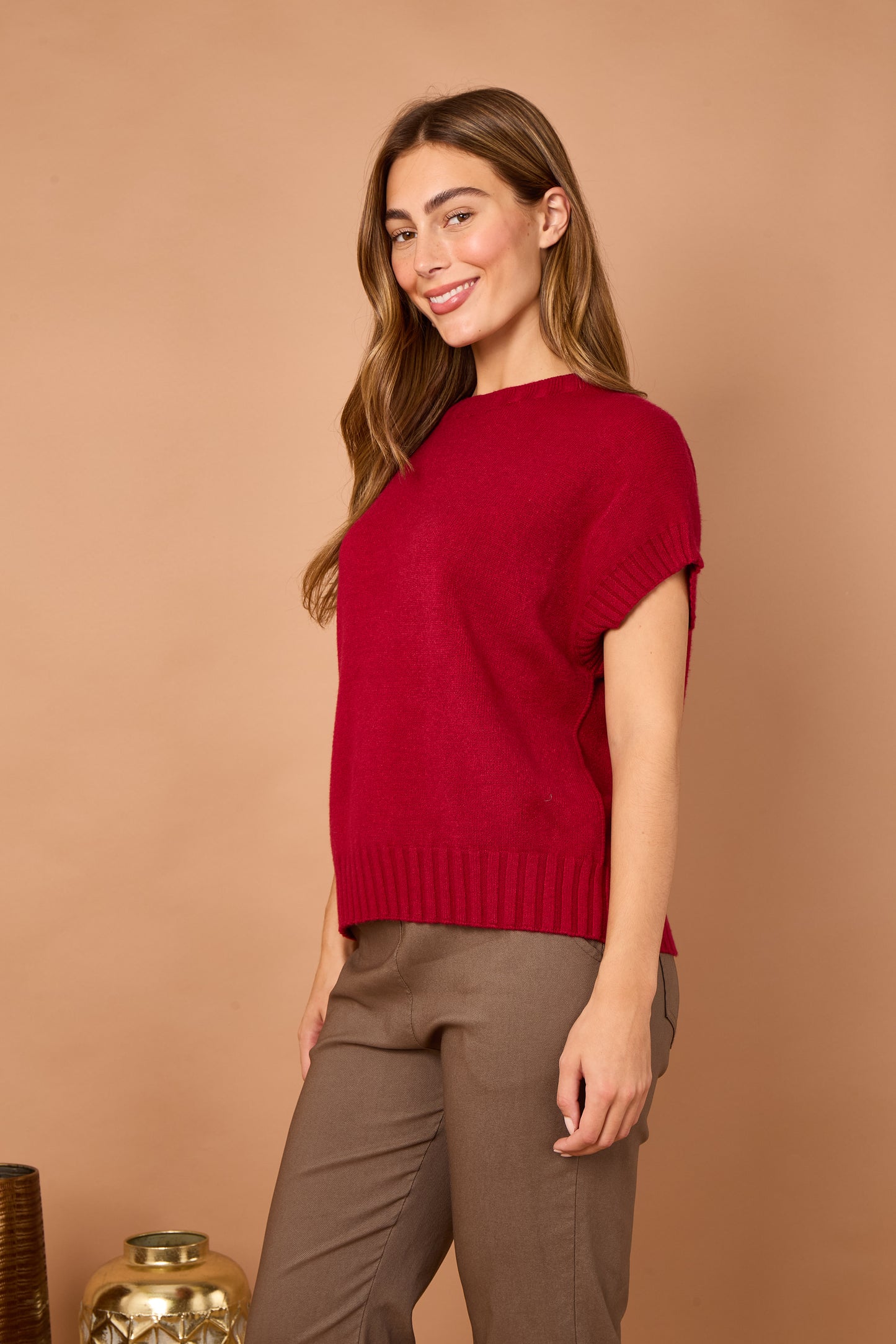 CREW NECK CAP SLEEVE JUMPER