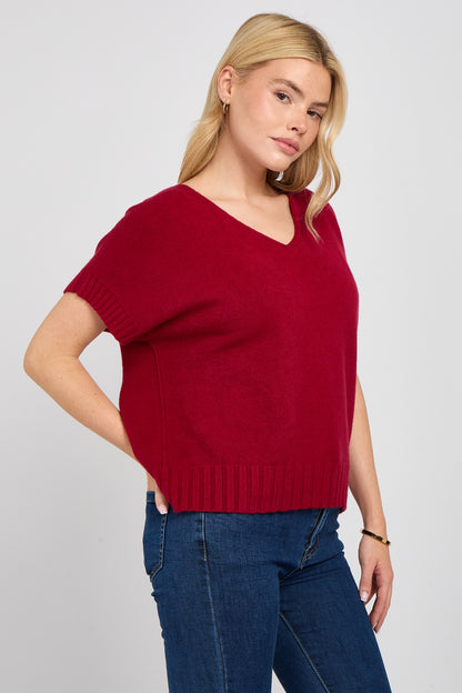 V-NECK CAP SLEEVE JUMPER
