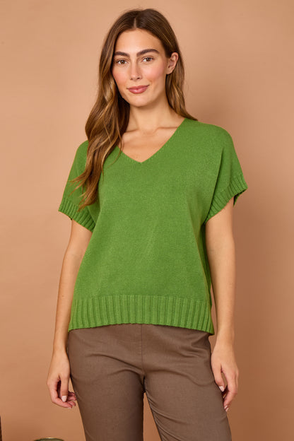 V-NECK CAP SLEEVE JUMPER