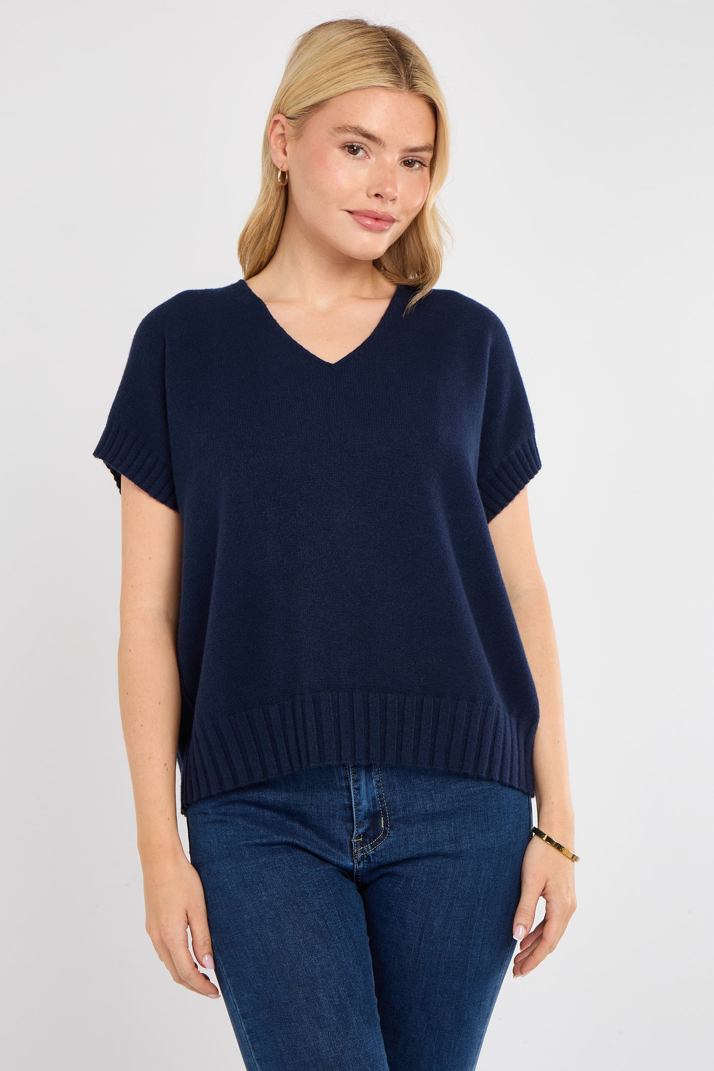 V-NECK CAP SLEEVE JUMPER