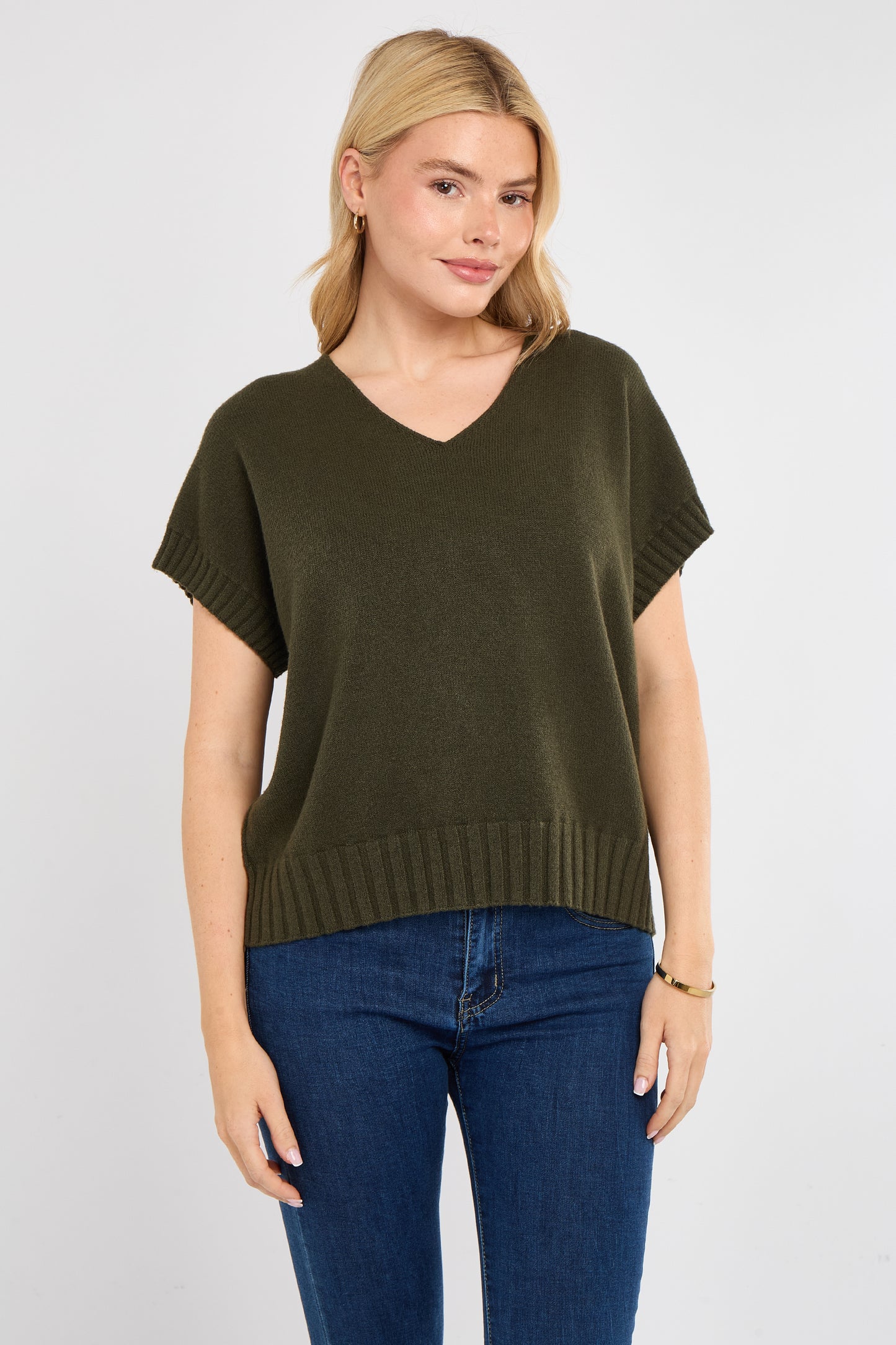 V-NECK CAP SLEEVE JUMPER