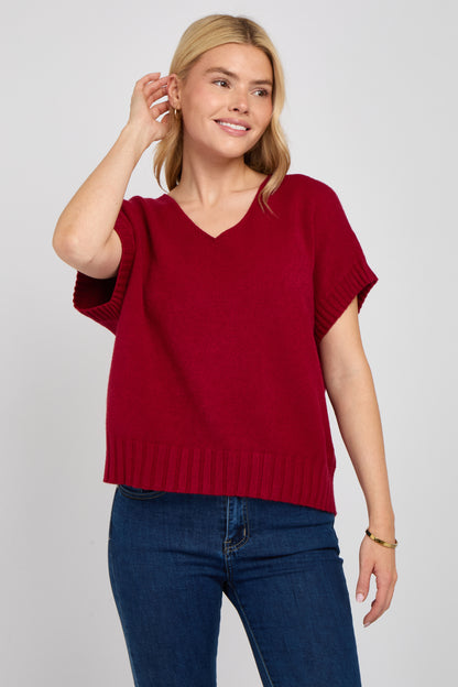 V-NECK CAP SLEEVE JUMPER