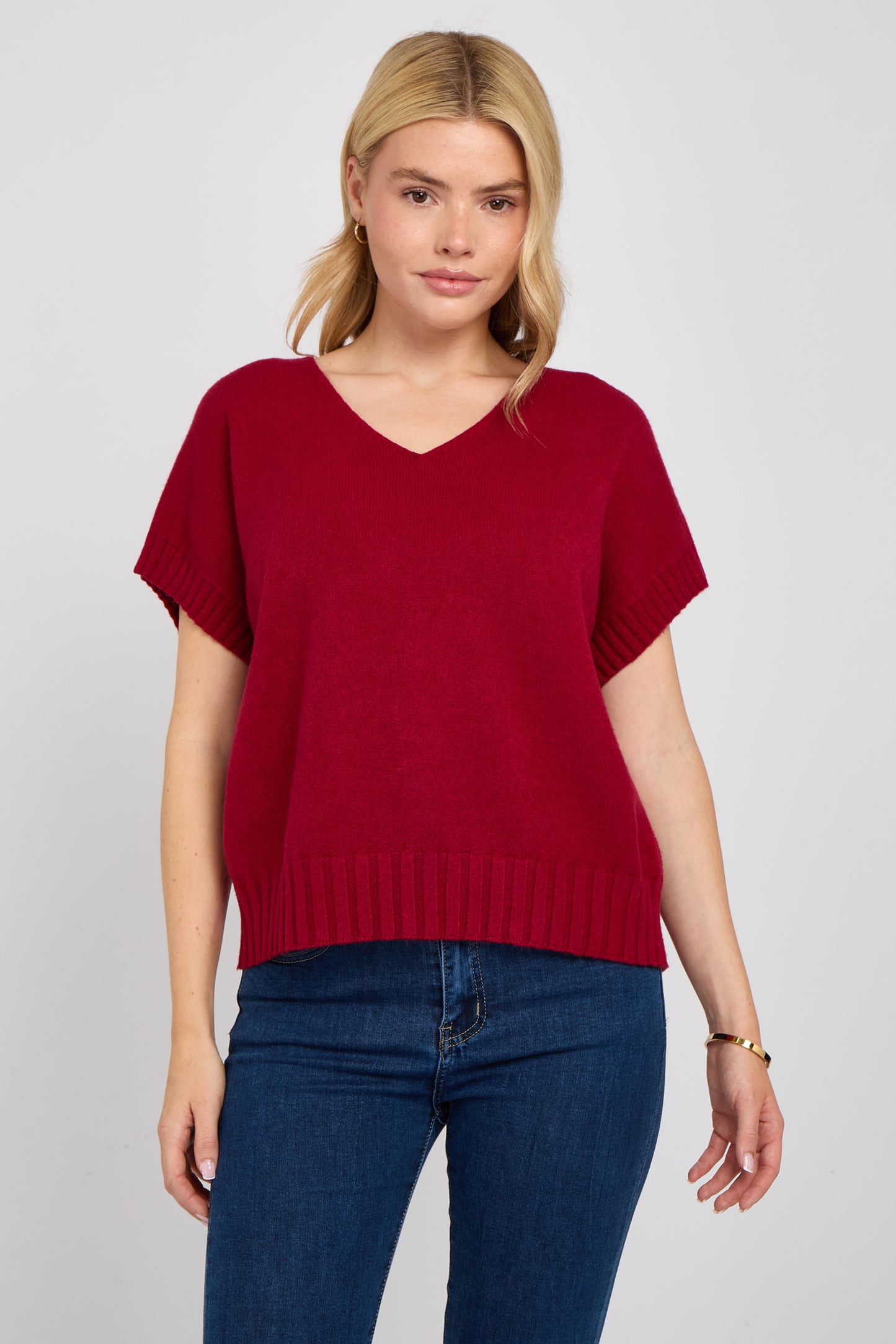 V-NECK CAP SLEEVE JUMPER