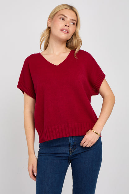 V-NECK CAP SLEEVE JUMPER