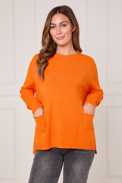 RIBBED HEM JUMPER WITH POCKETS