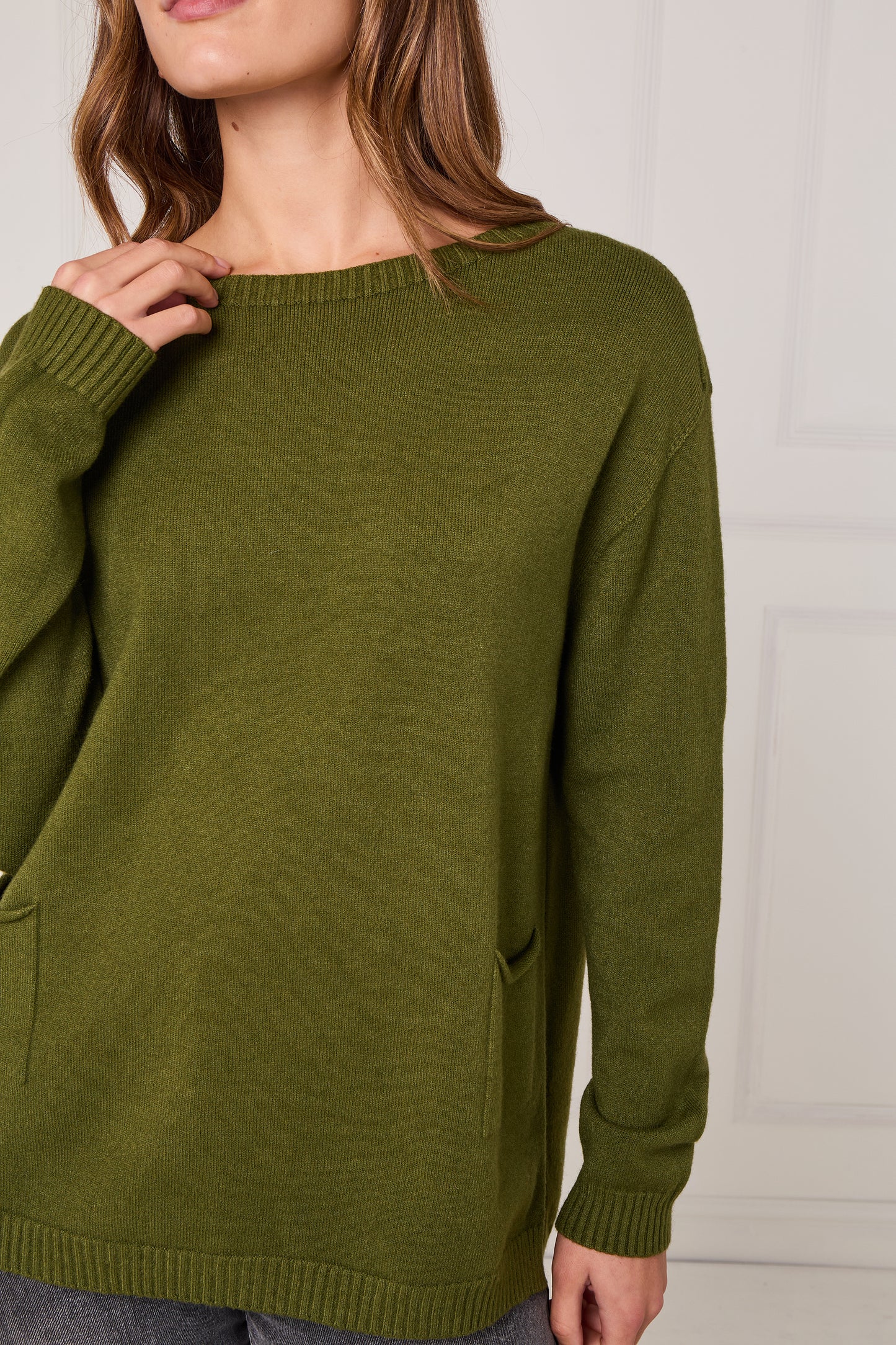 RIBBED HEM JUMPER WITH POCKETS