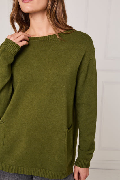 RIBBED HEM JUMPER WITH POCKETS