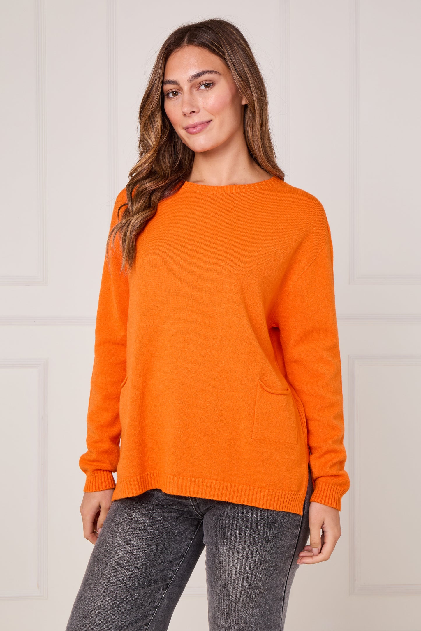 RIBBED HEM JUMPER WITH POCKETS