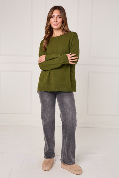 RIBBED HEM JUMPER WITH POCKETS