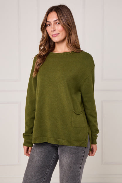 RIBBED HEM JUMPER WITH POCKETS