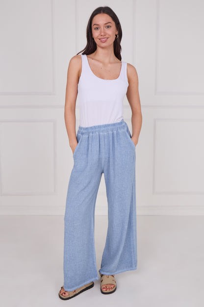 WASHED LINEN TWO POCKETS TROUSERS