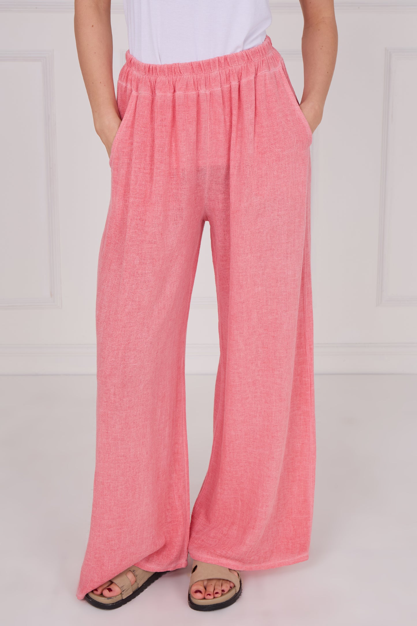 WASHED LINEN TWO POCKETS TROUSERS
