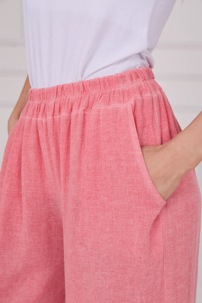 WASHED LINEN TWO POCKETS TROUSERS