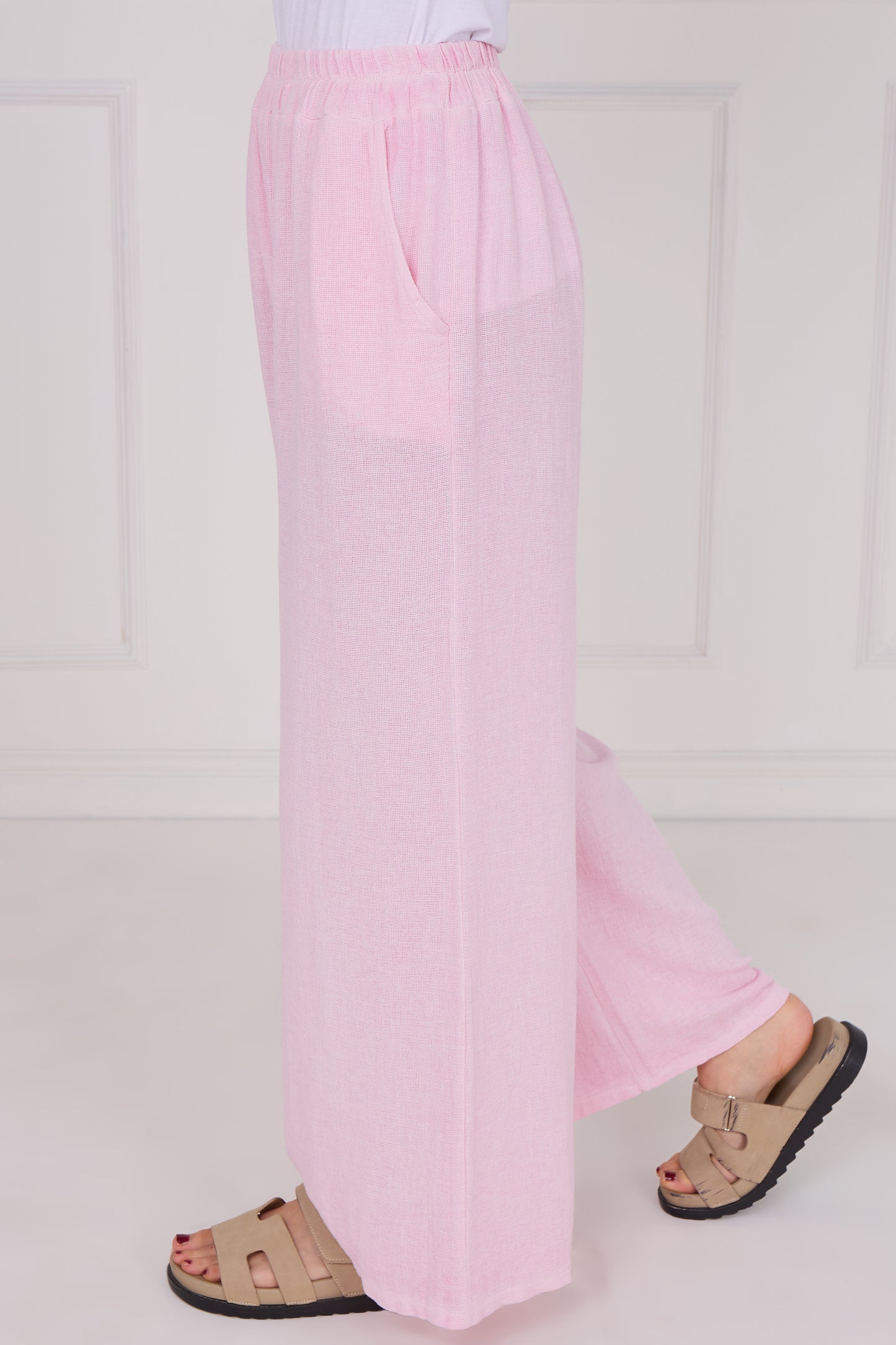 WASHED LINEN TWO POCKETS TROUSERS