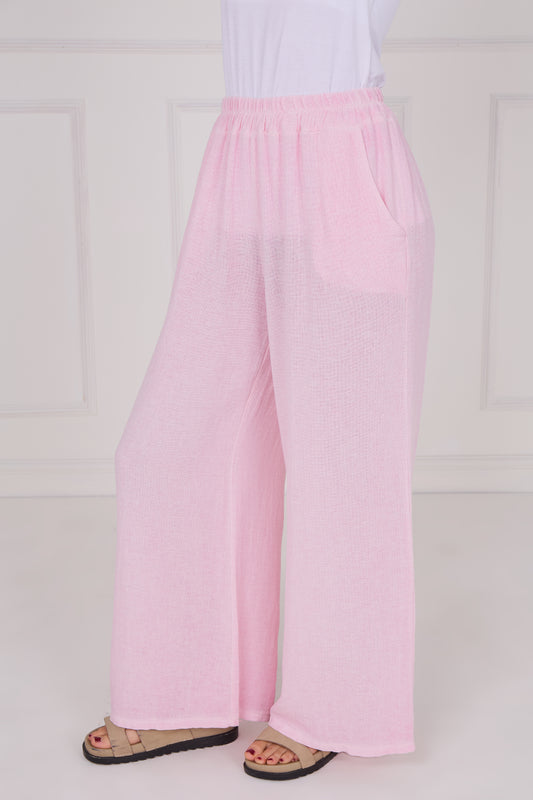 WASHED LINEN TWO POCKETS TROUSERS