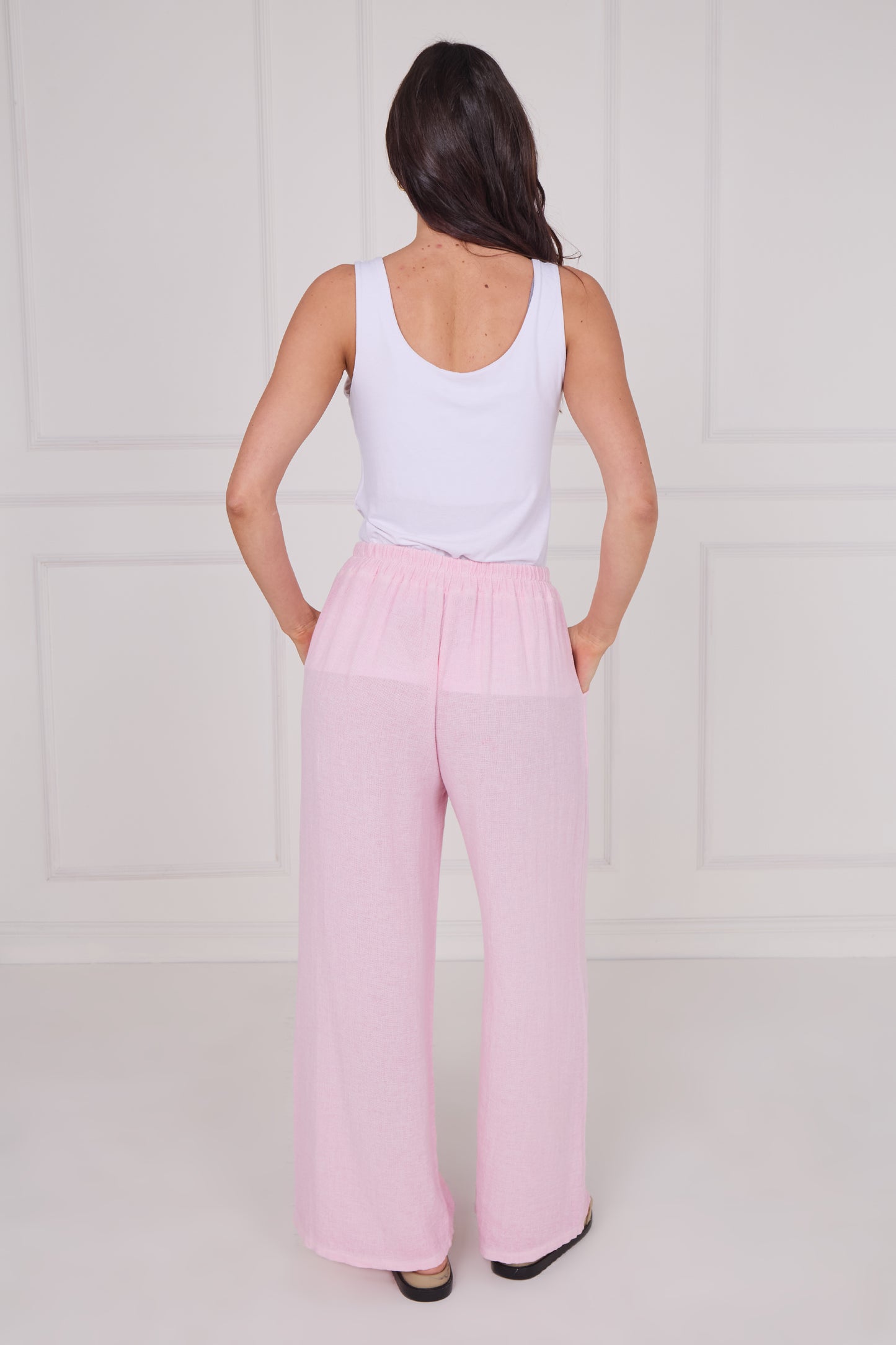 WASHED LINEN TWO POCKETS TROUSERS