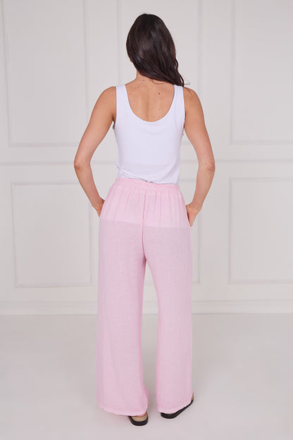WASHED LINEN TWO POCKETS TROUSERS