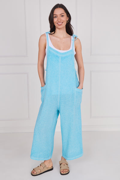 WASHED LINEN ADJUSTABLE STRAP SIDE POCKET JUMPSUIT