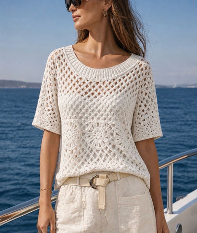 CROCHET HALF SLEEVE TOP