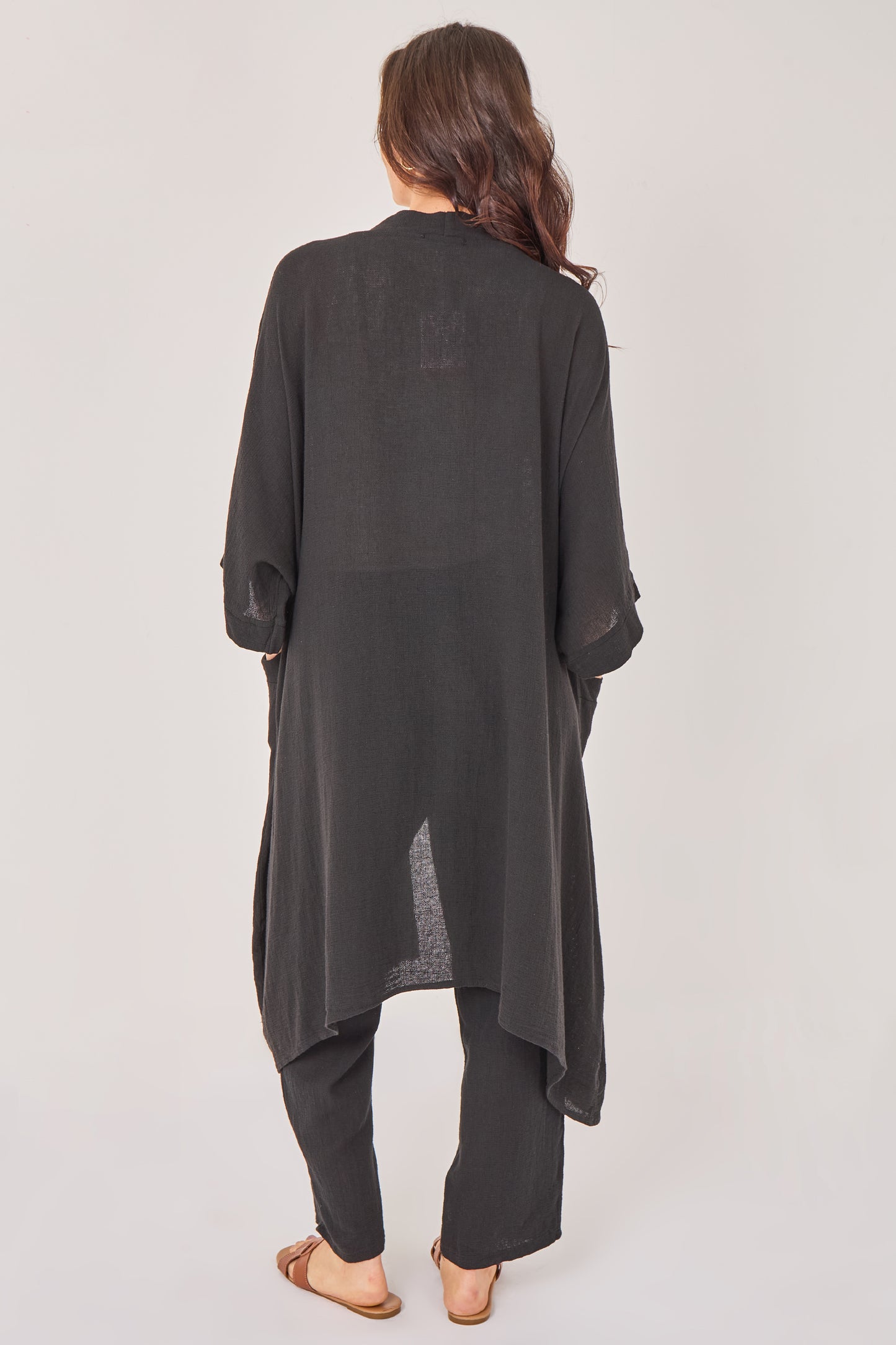 WASHED LINEN TWO POCKET CARDIGAN
