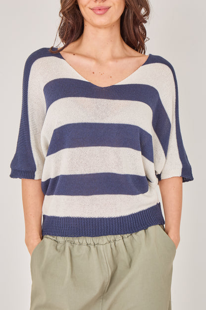 V-NECK STRIPE TOP
