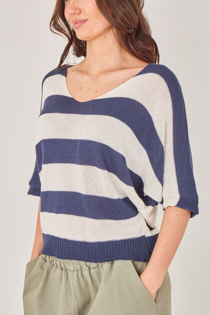V-NECK STRIPE TOP