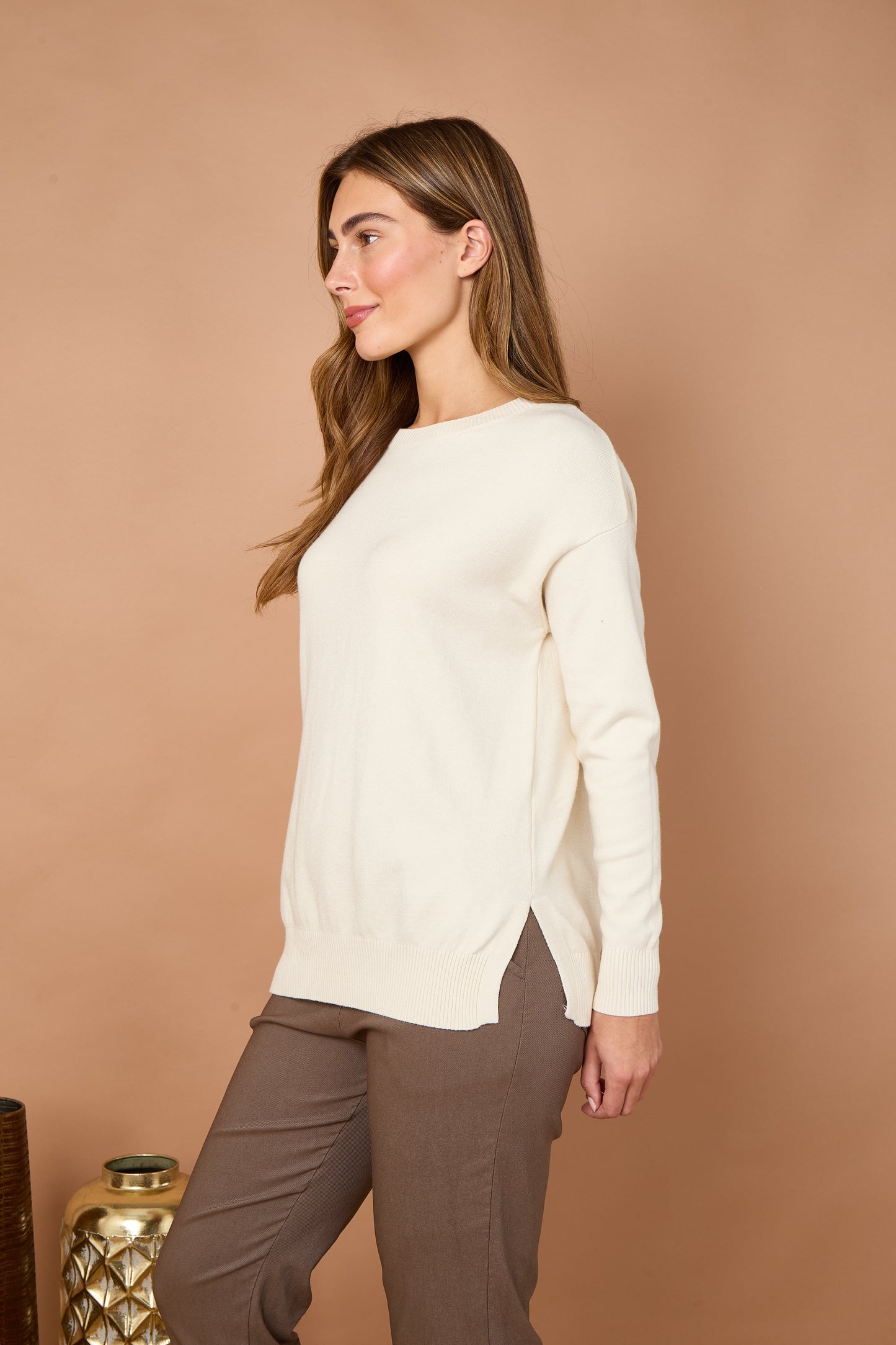 Ribbed Hem Soft Knitted Jumper