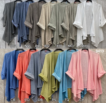 WASHED LINEN WATERFALL SHRUG