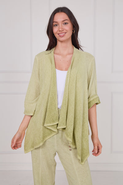 WASHED LINEN WATERFALL SHRUG